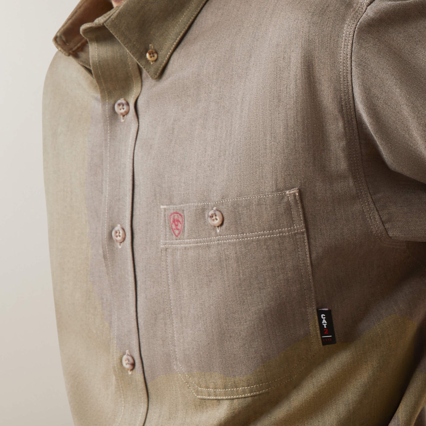 Ariat Mens FR Inherant Work Shirt - Khaki Heather