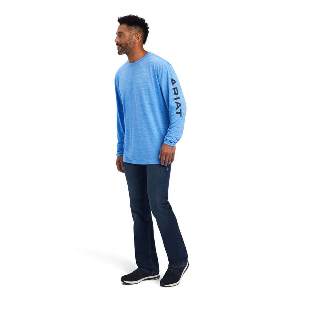 Ariat Men's Charger Loge Long Sleeve Shirt - Aegean Blue