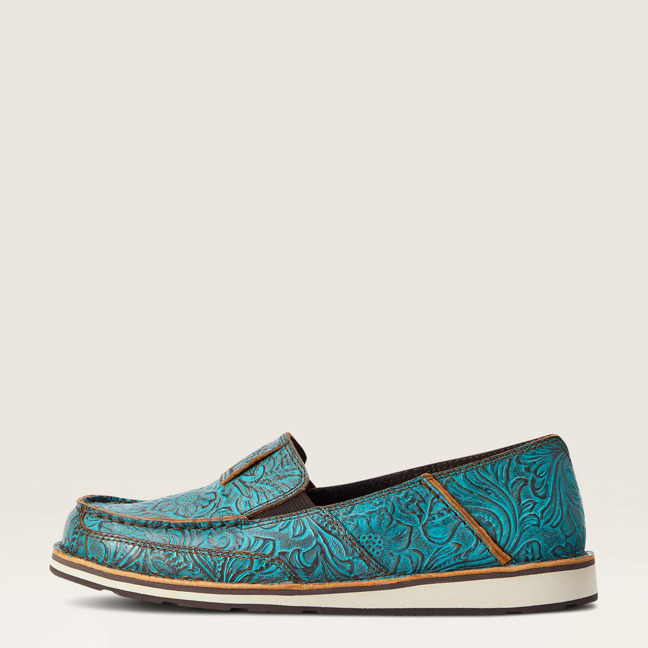 **Ariat Womens Cruiser Shoes - Brushed Turquoise Floral Embossed