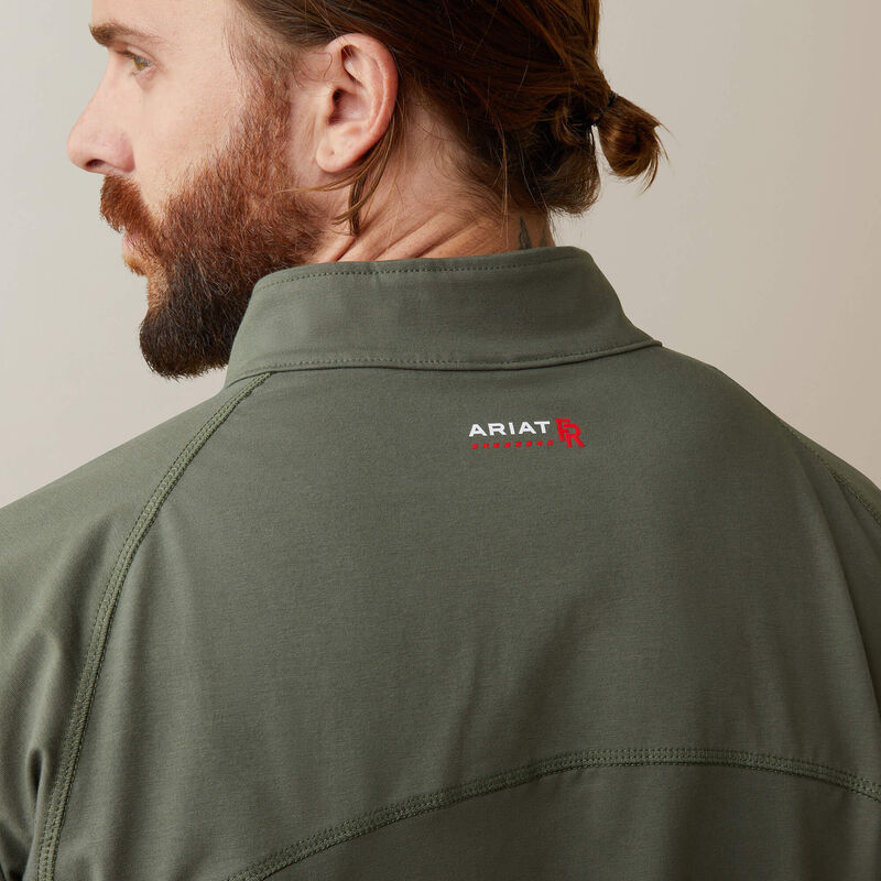 Ariat Men's FR Combat Stretch Patriot 1/4 Zip Work Shirt  Dark Sage