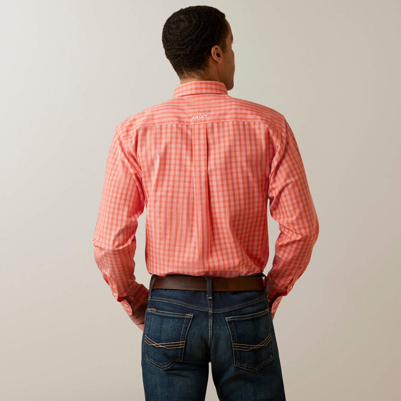 Ariat Men's Wrinkle Free Winston Fitted Shirt - Flame Coral