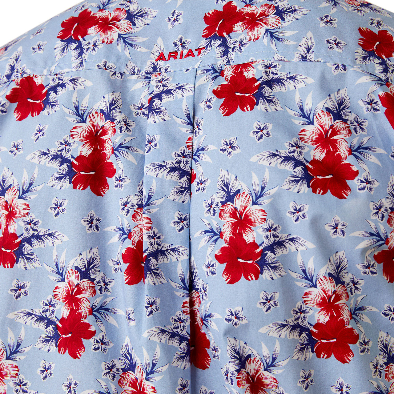 Ariat Men's Jeremiah Classic Short Sleeve Western Shirt - Blue/Red Hibiscus