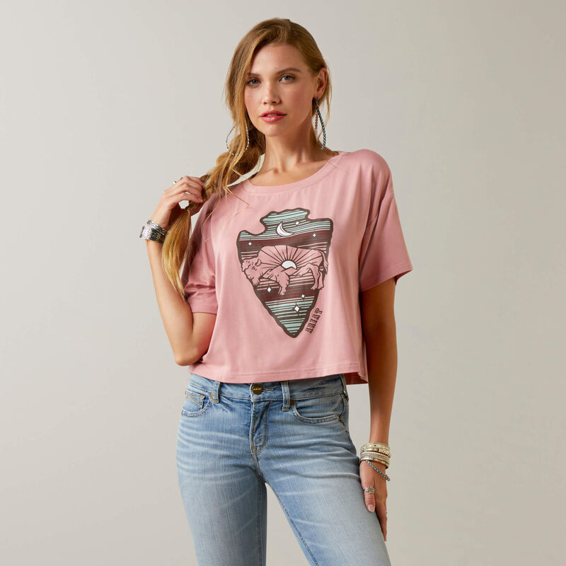 Ariat Women's Buffalo Rising T-Shirt- Island Blush