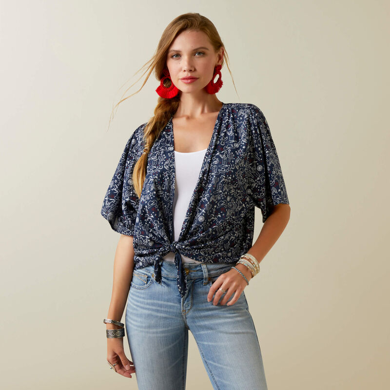 Ariat Women's Howdy Print Wrap SS Wrap