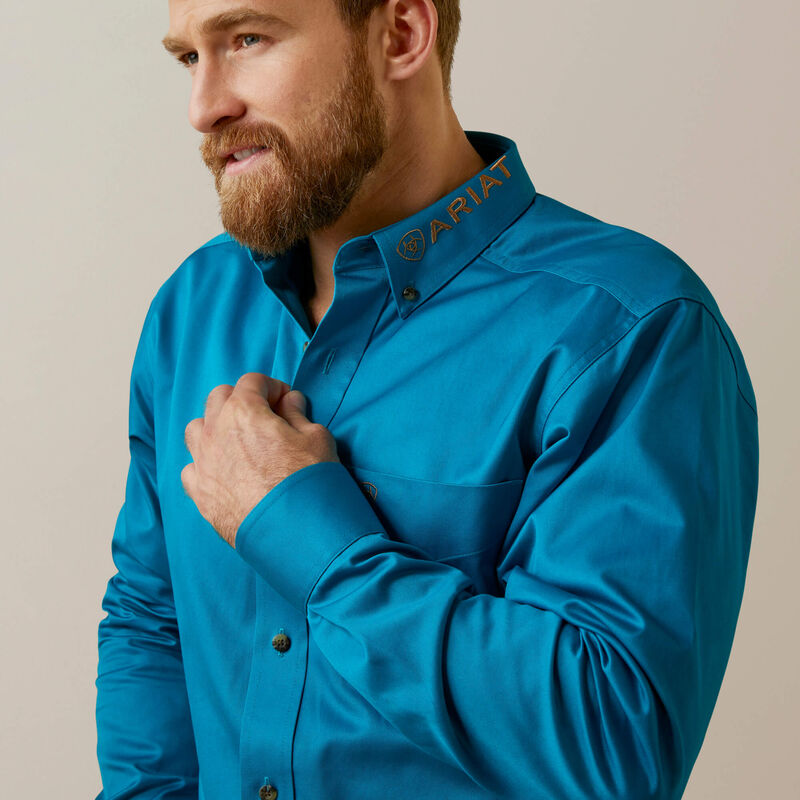 Ariat Men's Team Logo Twill Fitted Shirt - Deep Turquoise