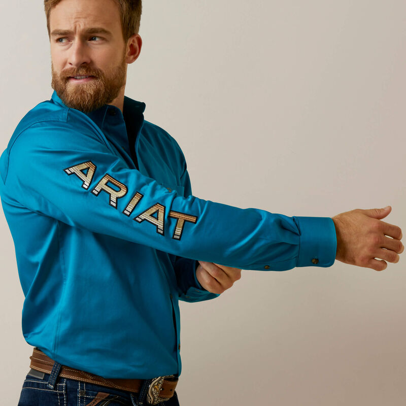 Ariat Men's Team Logo Twill Fitted Shirt - Deep Turquoise