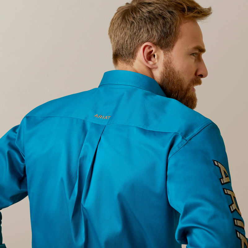 Ariat Men's Team Logo Twill Fitted Shirt - Deep Turquoise