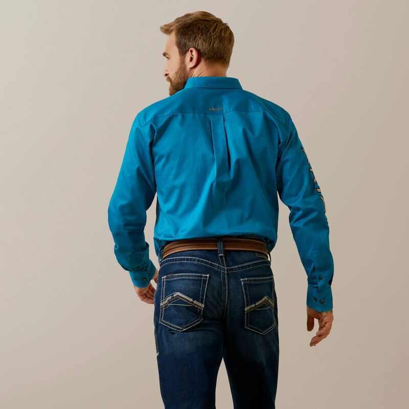 Ariat Men's Team Logo Twill Fitted Shirt - Deep Turquoise