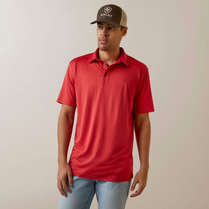 Ariat Men's Charger 2.0 Fitted Polo - Tango Red