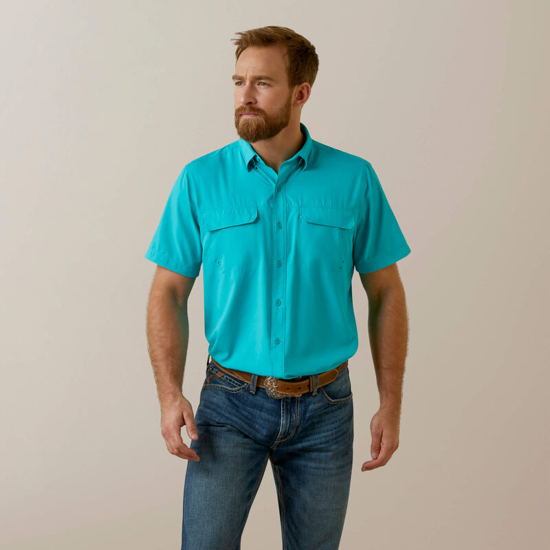 Ariat Men's VentTEK Outbound Fitted Shirt- Aqua Crush