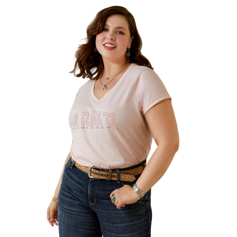 Ariat Women's Boot Outline T-Shirt - Chalk Pink