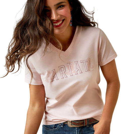 Ariat Women's Boot Outline T-Shirt - Chalk Pink