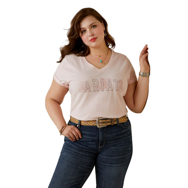 Ariat Women's Boot Outline T-Shirt - Chalk Pink