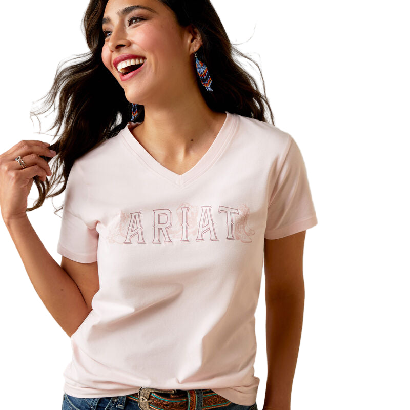 Ariat Women's Boot Outline T-Shirt - Chalk Pink