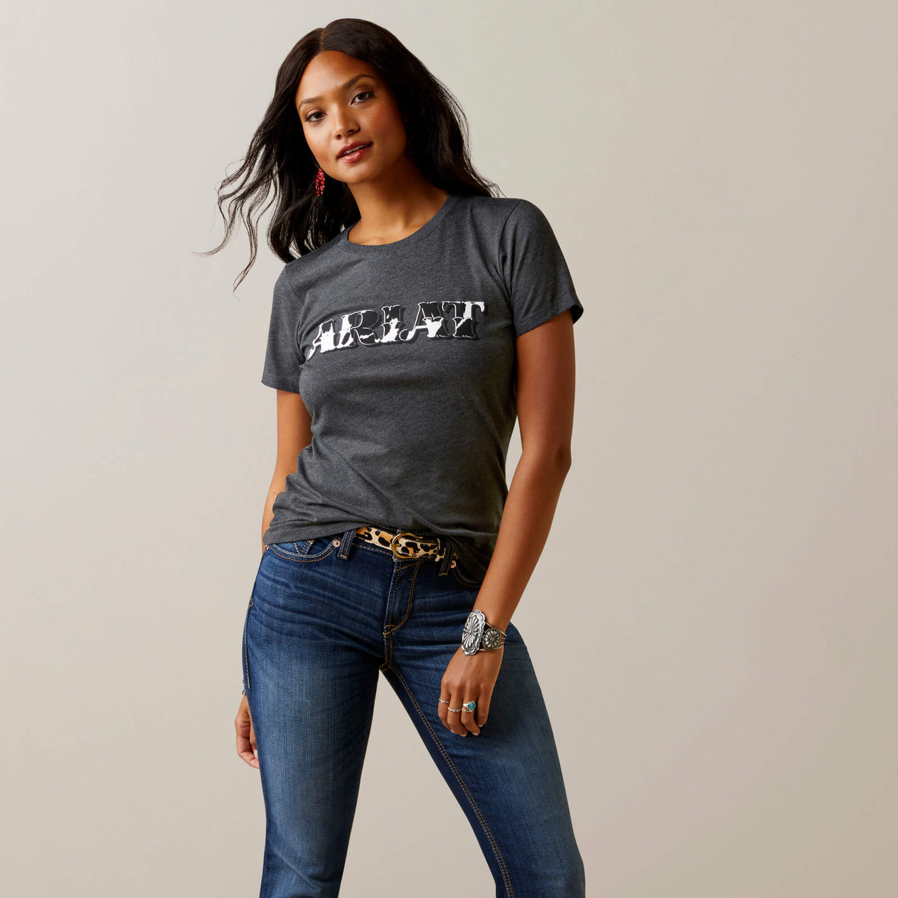 Ariat Women's Cowhide Logo T-Shirt - Charcoal Heather