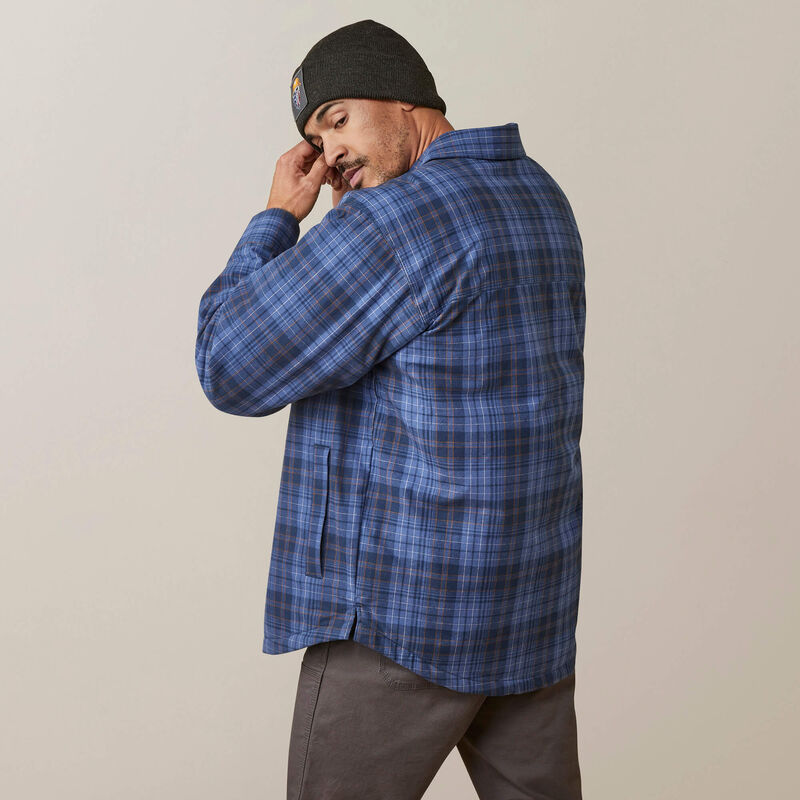Ariat Men's Rebar Flannel Insulated Shirt Jacket  Coastal Blue Plaid