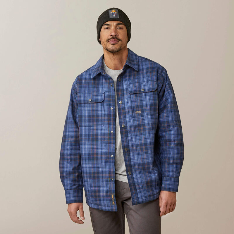 Ariat Men's Rebar Flannel Insulated Shirt Jacket  Coastal Blue Plaid