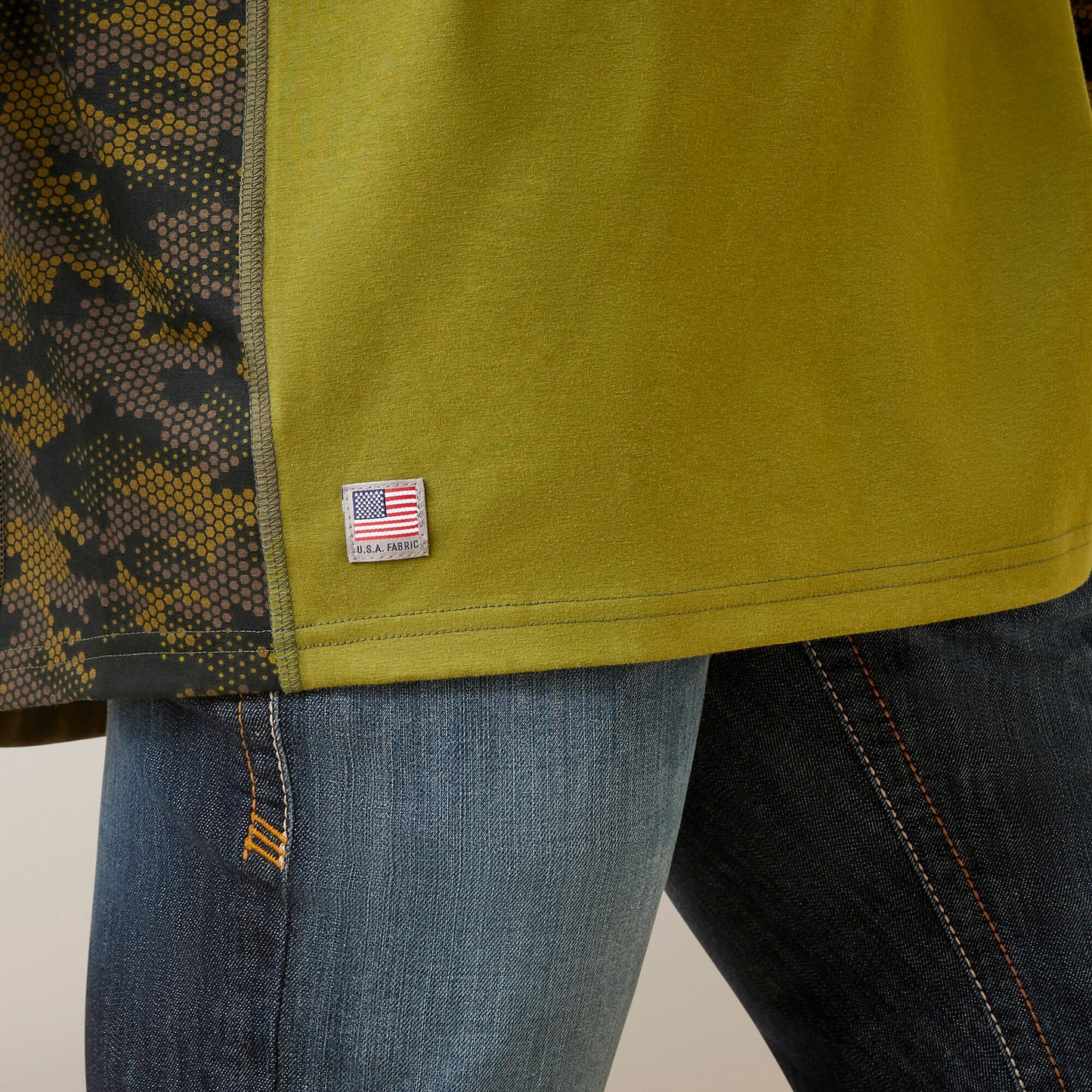 Ariat Men's Fire Resistant Stretch Camo Baseball T-Shirt - Avocado /Camo