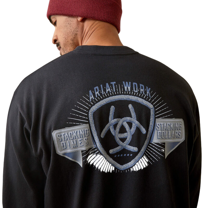 Ariat Men's Rebar Cotton Strong Stacking Dimes Shirt - Black