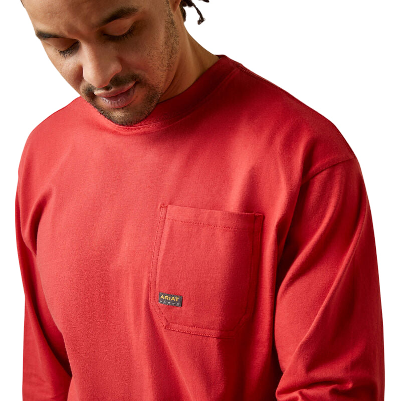 Ariat Men's Rebar Cotton Strong Stacking Dimes Shirt - Pompeian Red