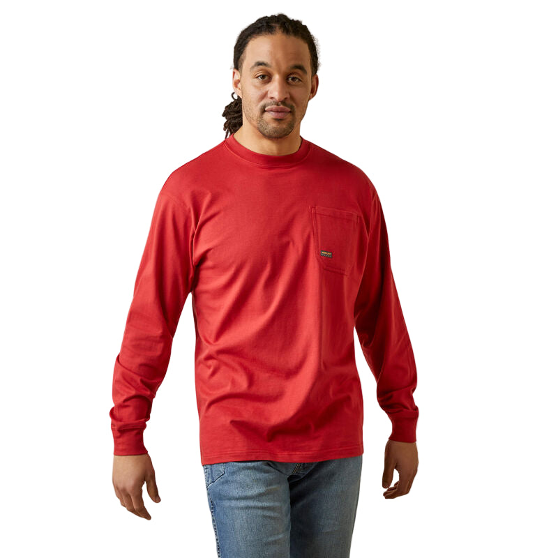 Ariat Men's Rebar Cotton Strong Stacking Dimes Shirt - Pompeian Red