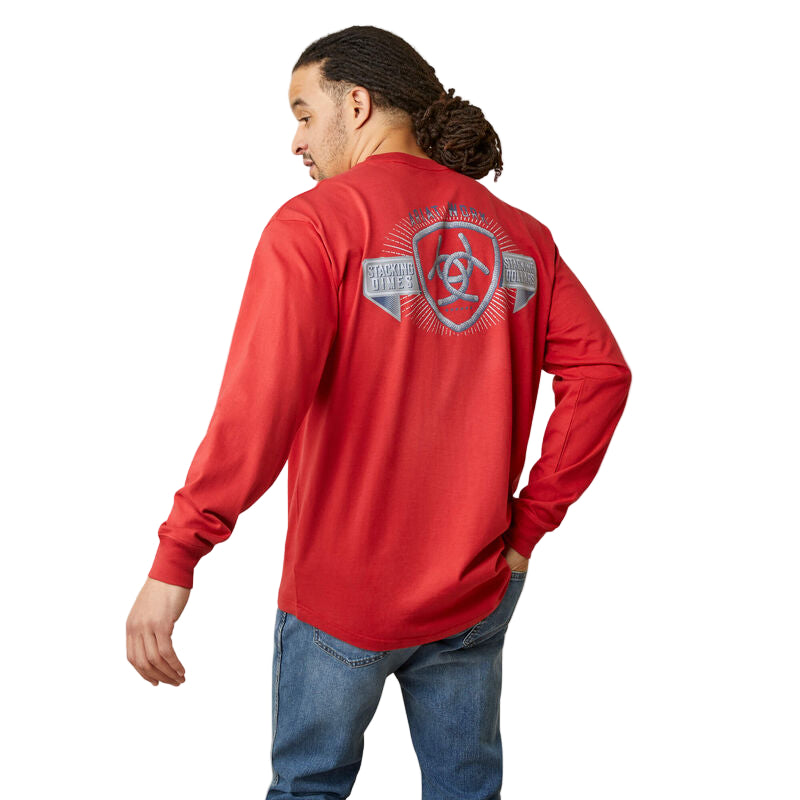 Ariat Men's Rebar Cotton Strong Stacking Dimes Shirt - Pompeian Red