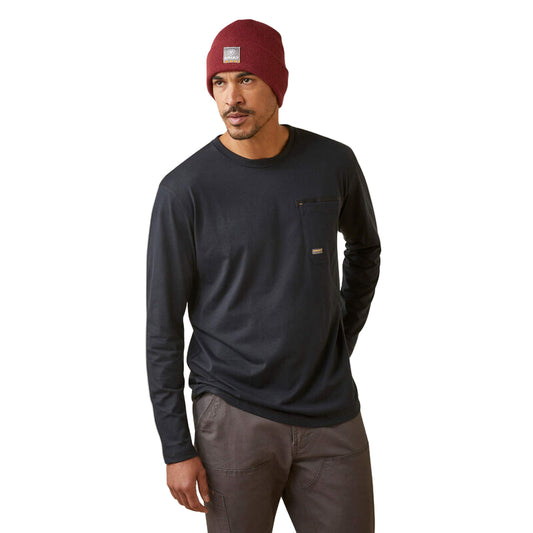 Ariat Men's Rebar Workman Blueprint Long Sleeve Shirt - Black