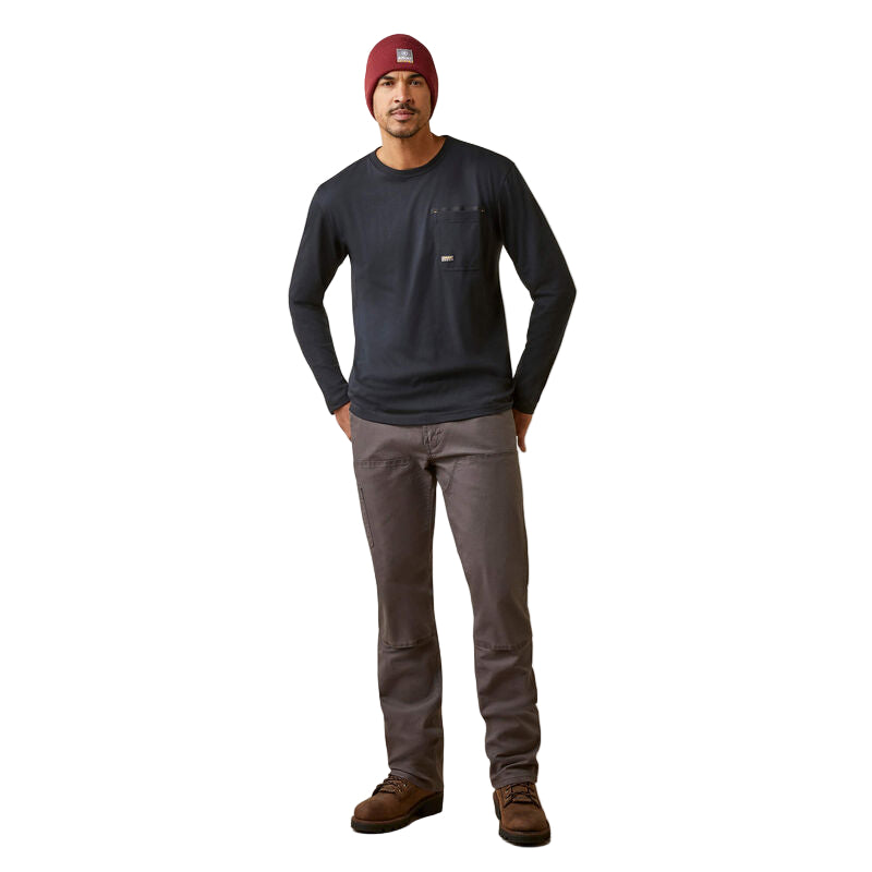 Ariat Men's Rebar Workman Blueprint Long Sleeve Shirt - Black