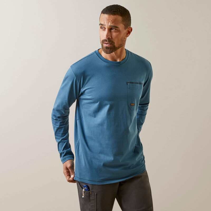 Ariat Men's Rebar Workman Blueprint Long Sleeve Shirt - Indian Teal