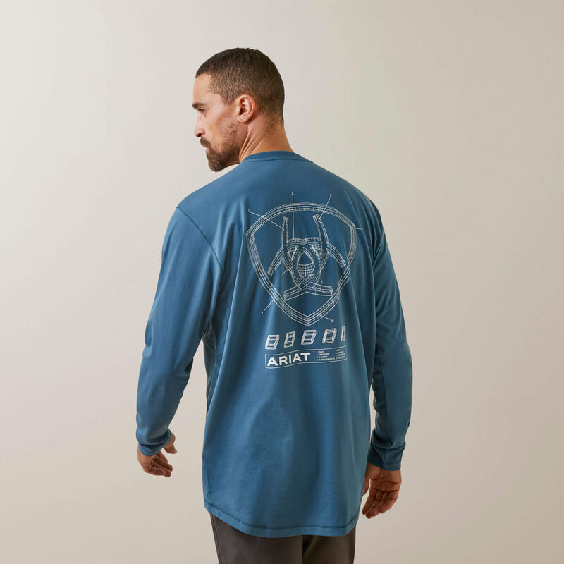 Ariat Men's Rebar Workman Blueprint Long Sleeve Shirt - Indian Teal
