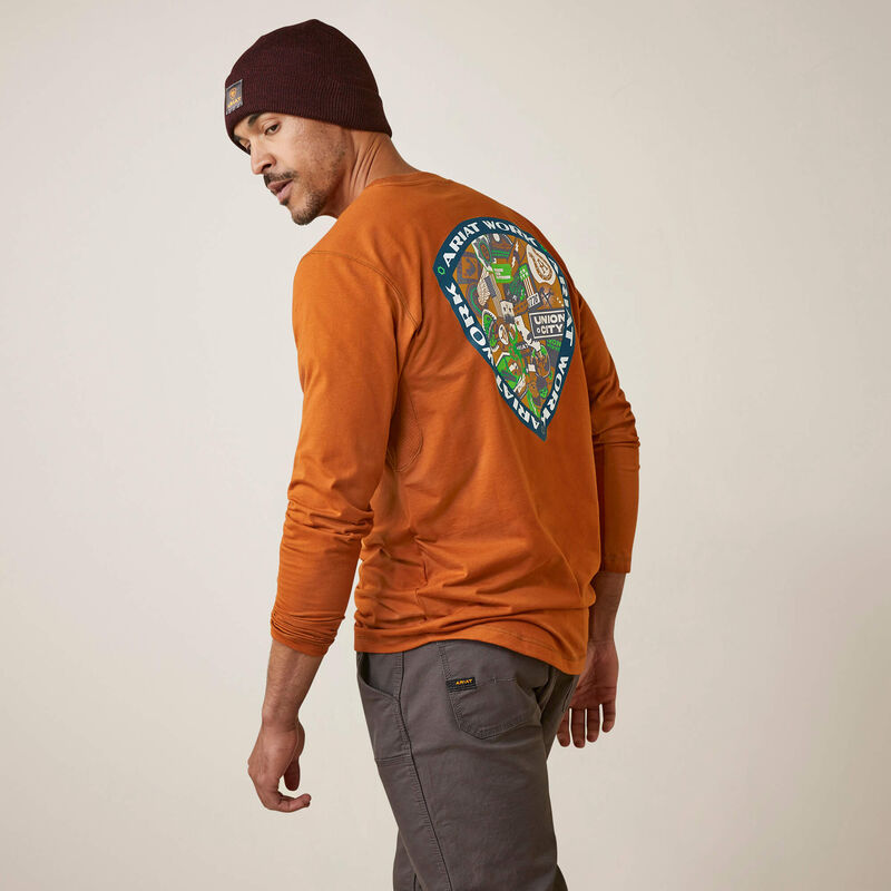 Ariat Men's Rebar Workman Patches Shirt - Carmel Cafe