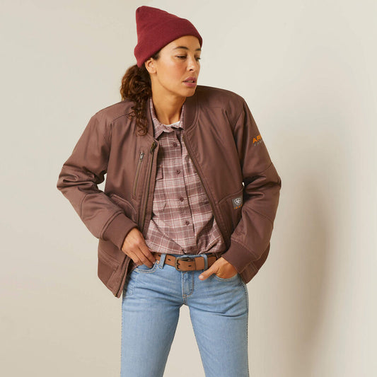 Ariat Women's Rebar DuraCanvas Bomber Jacket  - Peppercorn