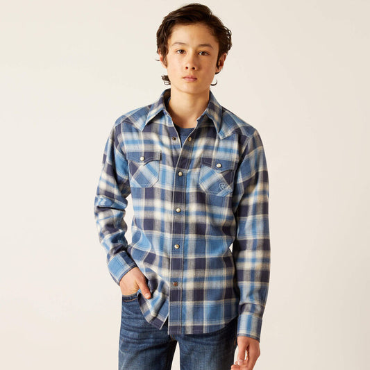 Ariat Boy's Hoyt Retro Fit Long Sleeve Shirt - Charcoal Grey