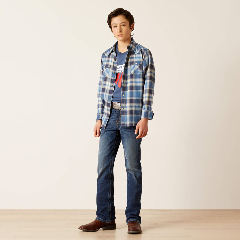 Ariat Boy's Hoyt Retro Fit Long Sleeve Shirt - Charcoal Grey