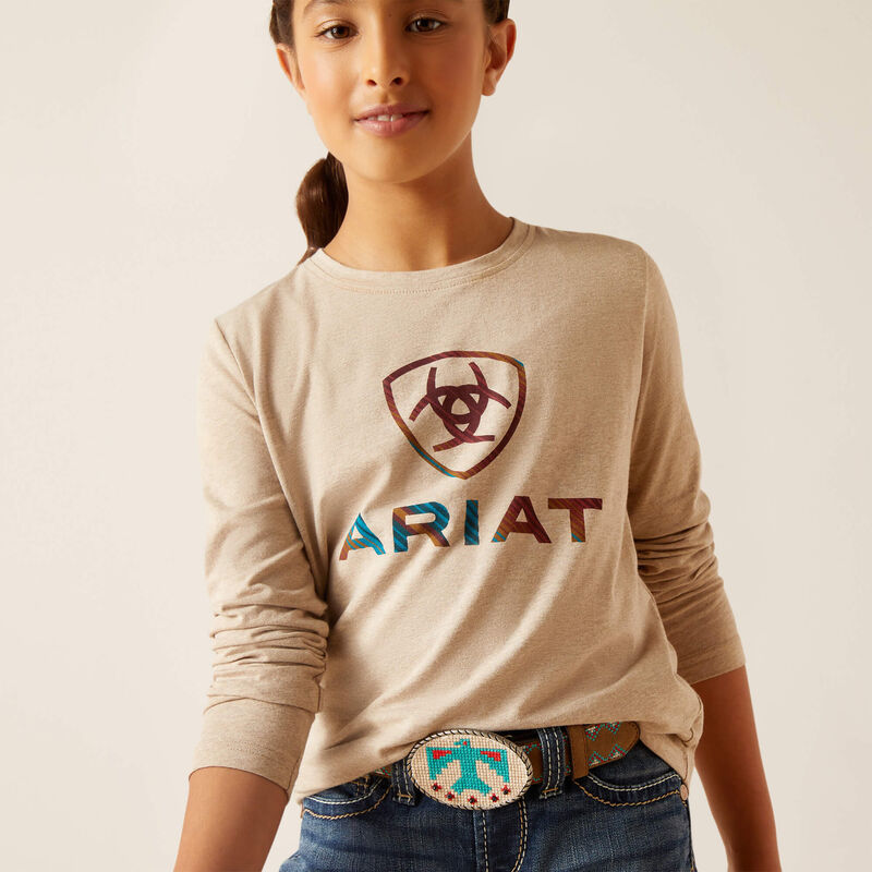 Ariat Girl's Serape Shield Shirt - Oatmeal Heather