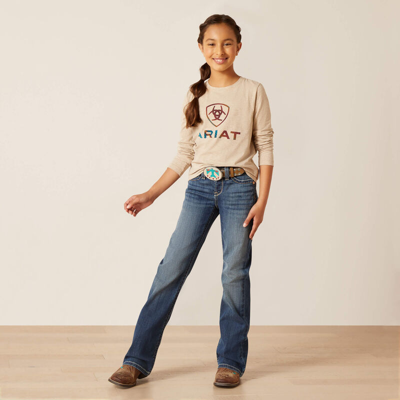 Ariat Girl's Serape Shield Shirt - Oatmeal Heather