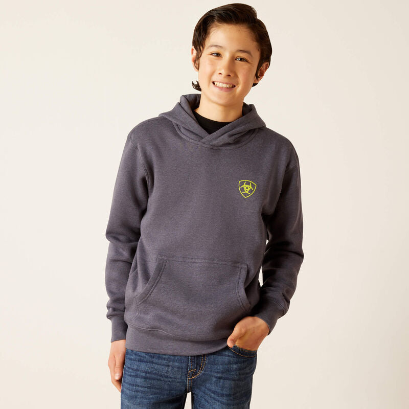 Ariat Boy's Gradient Badge Hoodie - Odyssey Gray Heather