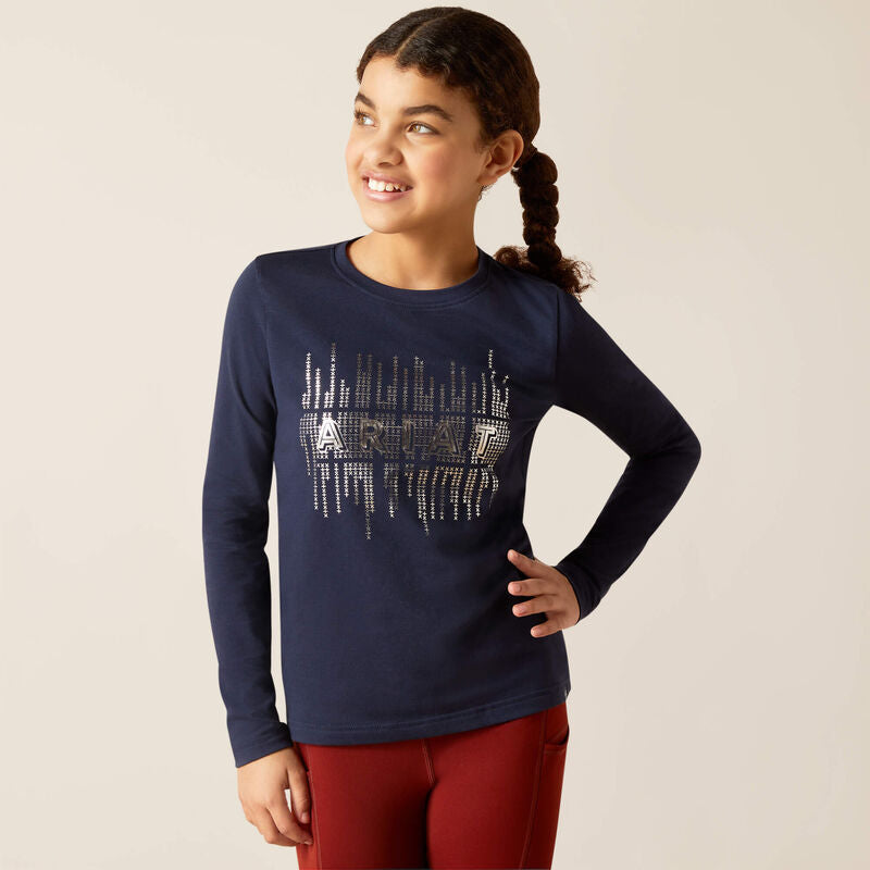 Ariat Girl's Glitz Long Sleeve T-Shirt - Navy Eclipse