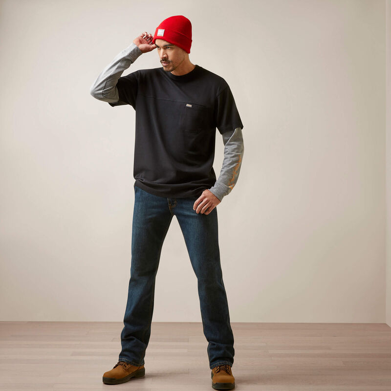 Ariat Men's Rebar Cotton Strong Dually Shirt - Black/Heather Grey