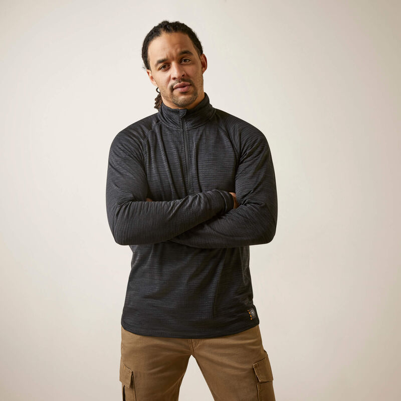 Ariat Men's Rebar Gridwork Baselayer 1/4 Zip T-Shirt - Black