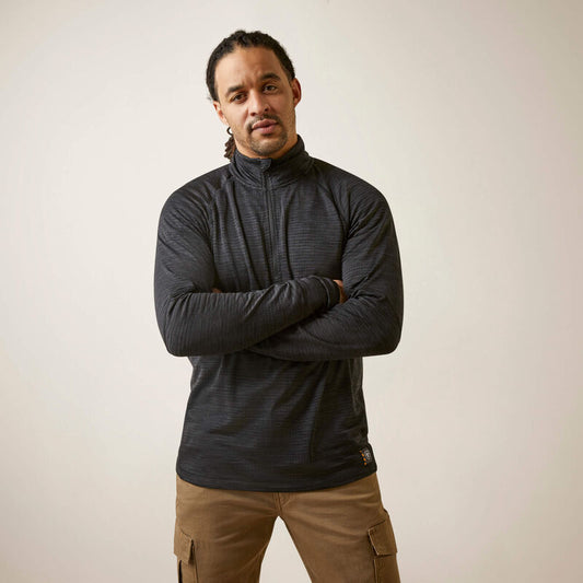 Ariat Men's Rebar Gridwork Baselayer 1/4 Zip T-Shirt - Black