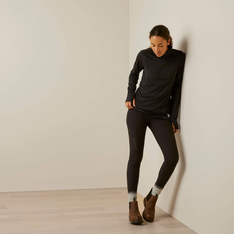 Ariat Women's Rebar Gridwork Baselayer 1/4 Zip T-Shirt - Black