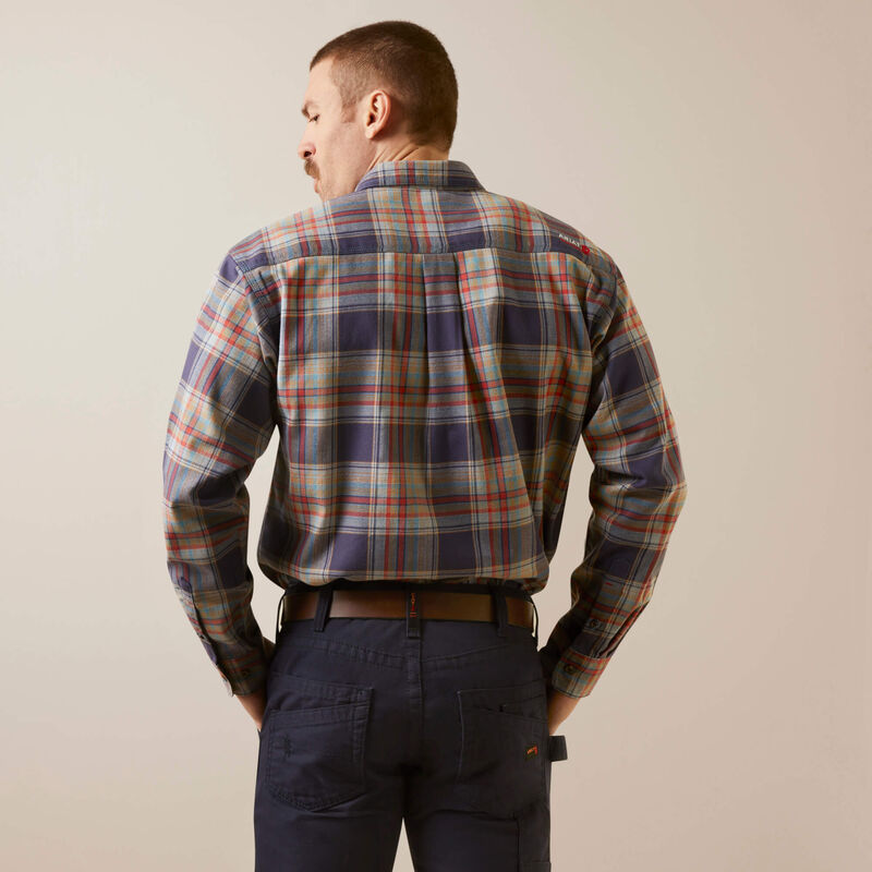 Ariat Men's Fire Resistant Kane Work Shirt- Navy Plaid