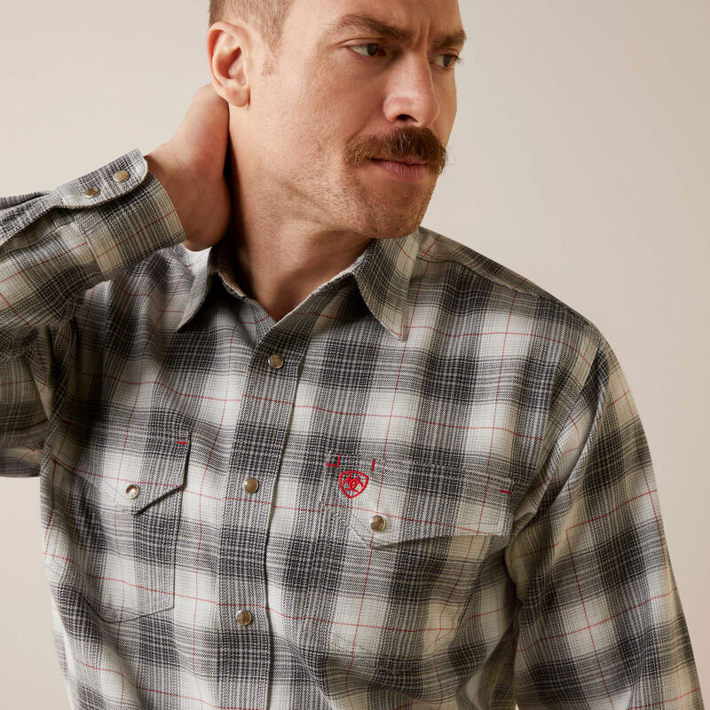 Ariat Men's Fire Resistant Cogburn Snap Work Shirt- Charcoal Grey