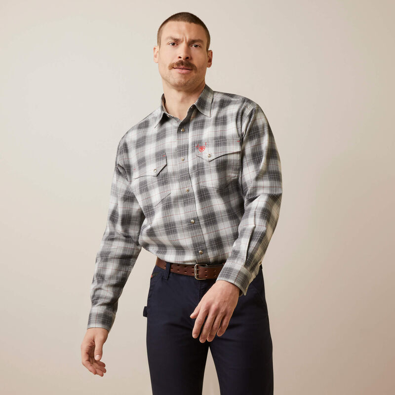 Ariat Men's Fire Resistant Cogburn Snap Work Shirt- Charcoal Grey