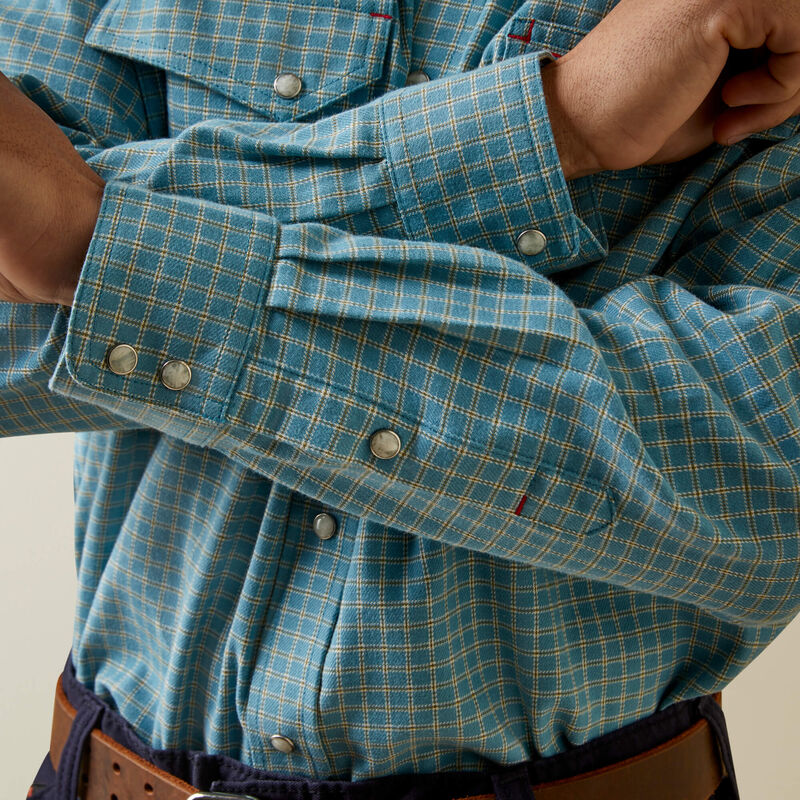 Ariat Men's Fire Resistant Edwards Snap Work Shirt- Storm Blue