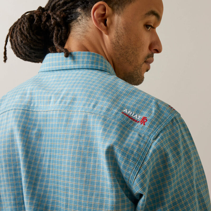 Ariat Men's Fire Resistant Edwards Snap Work Shirt- Storm Blue