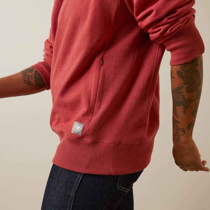 Ariat Women's Rebar Workman Washed Fleece Sweatshirt - Red Dahlia Heather