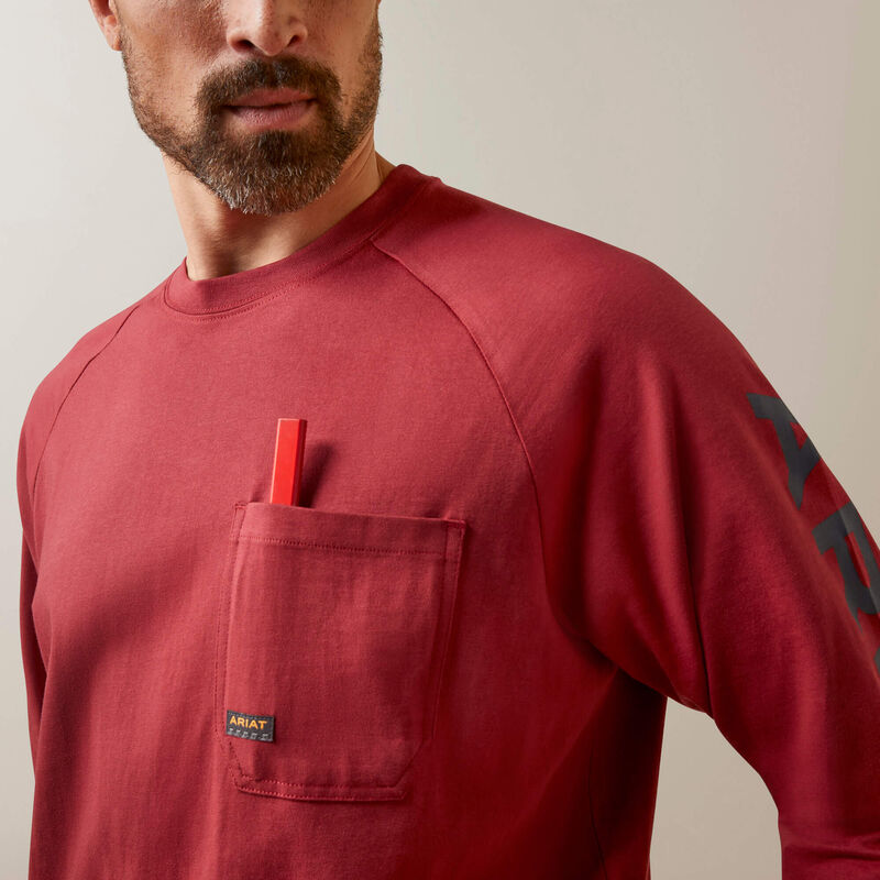 Ariat Men's Rebar Cotton Strong Long Sleeve T-Shirt - Brick Red