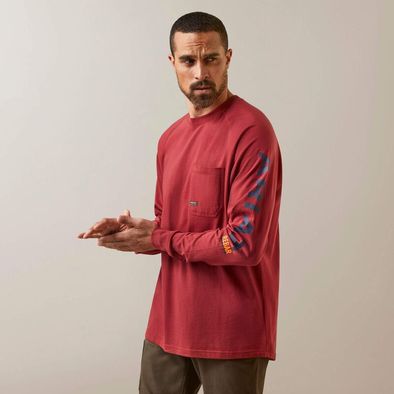 Ariat Men's Rebar Cotton Strong Long Sleeve T-Shirt - Brick Red